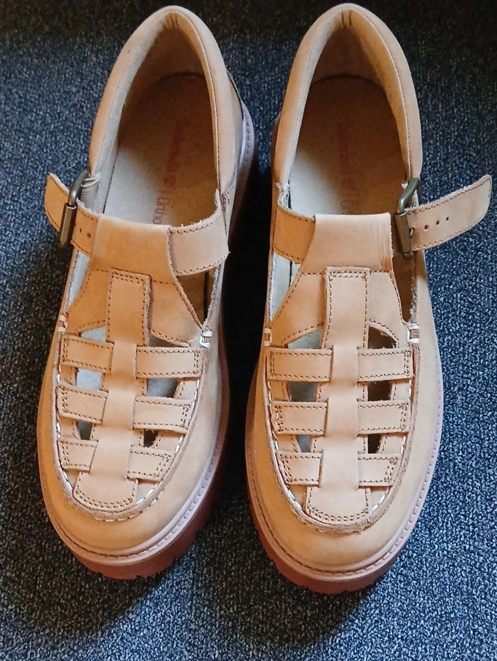 Timberland Tan Leather Woven Strap Loafers